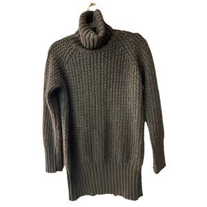 Hugo Boss Women’s Sweater Turtle Neck Brown Chunky Knit Tunic Sz M Cozycore Ski
